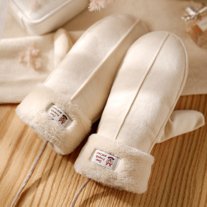 大人可愛い 韓国ファッション 暖かい フワフワ 厚手 防風 手袋