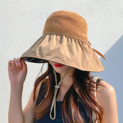 オシャレ 元気いっぱい 無地 リボン 日焼け止め 可愛い UVカット 帽子 ハット